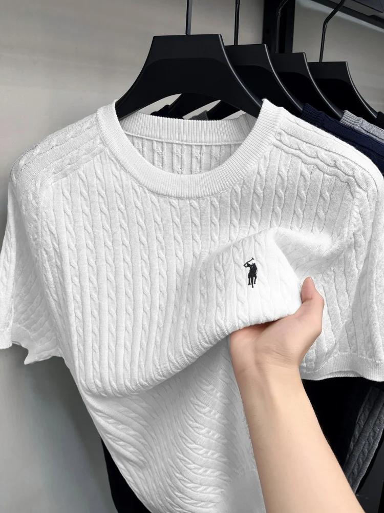 Haut de gamme boutique Knit manches courtes hommes nouvelle mode Designer marque poney brodé été Cas