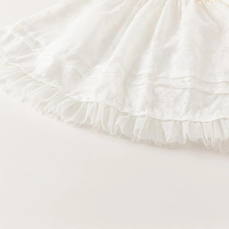 Dave Bella – robe de princesse pour filles, manches bouffantes, breloque en maille blanche, Noble, m