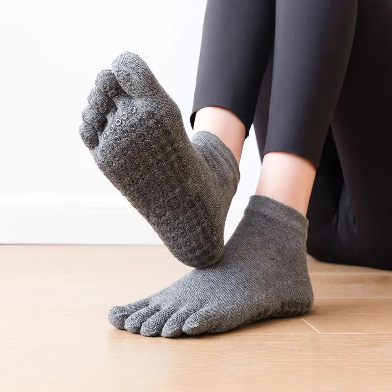 Chaussettes Pilates Yoga antidérapantes silicone cinq orteils respirantes - Fitness