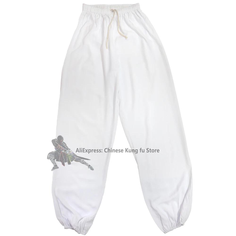Pantalons coton arts martiaux Kung fu Tai chi noir blanc pour adultes enfants - Yoga méditation