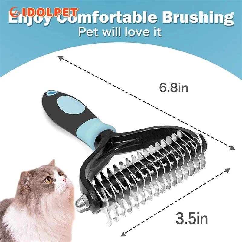 Brosse professionnelle de démêlage pour animaux de compagnie, peigne à démêlage sur 2 côtés pour chi