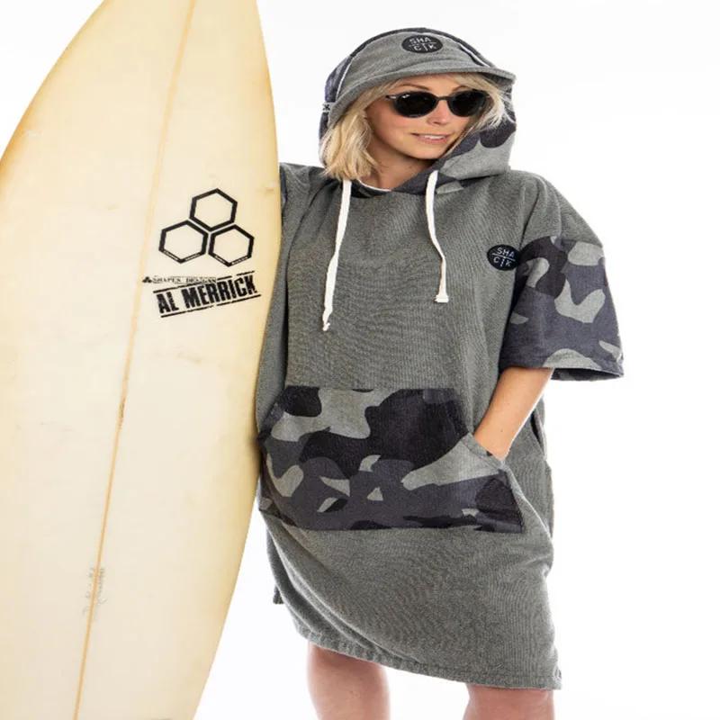 Tichken – Robe à capuche unisexe pour la plage et la natation, serviette à langer en velours microfi