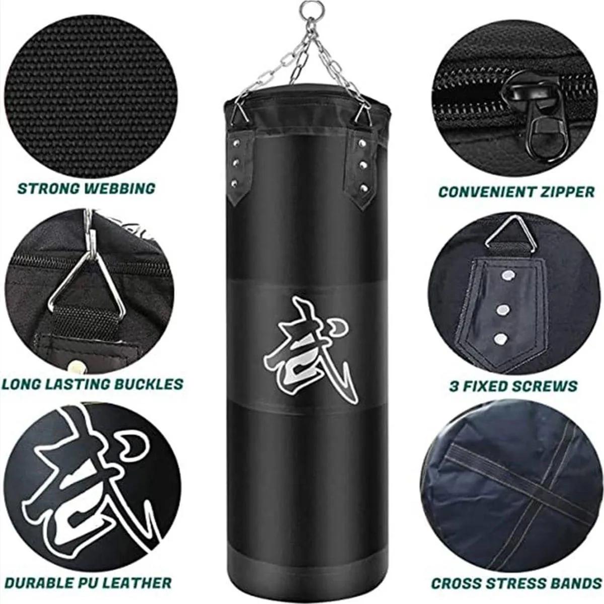 Ensemble de sacs de boxe lourds avec crochet de plafond, chaîne en acier suspendue, sac lourd pour a
