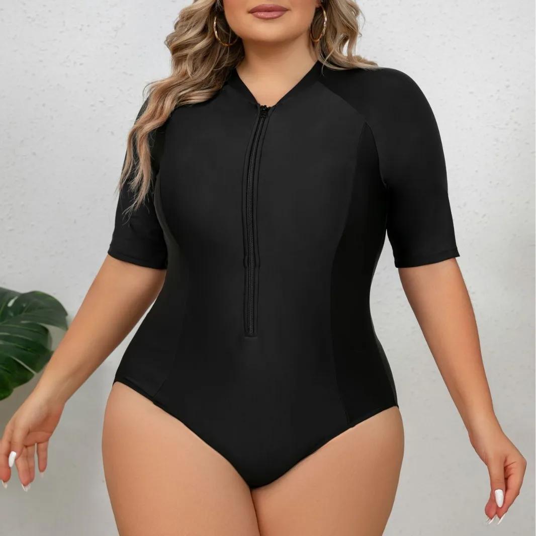Maillot de bain de surf à manches courtes une pièce maillot de bain pour femmes grande taille Bikini