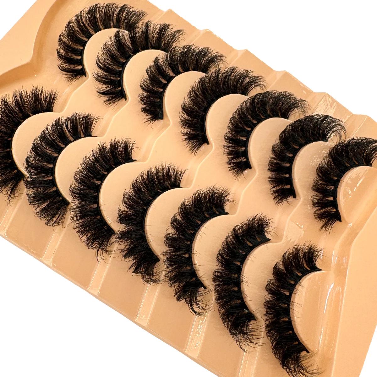 HBZGTLAD 7 paires Faux cils en vison moelleux aspect naturel Faux cils Volume vaporeux renard/Oeil d