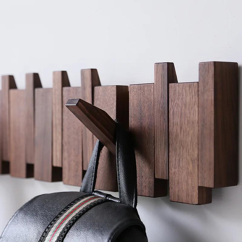 Porte-manteau mural en hêtre et noyer, bâtons de Piano, porte-vêtements créatif suspendu pour porte