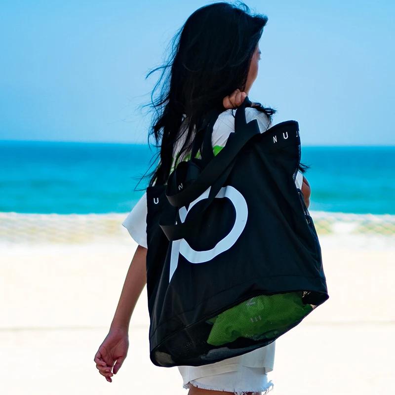 Aux- june-Grand Sac de Plage pour Serviettes, en Maille, Durable, pour Jouets, Sous-Vêtements Imperm