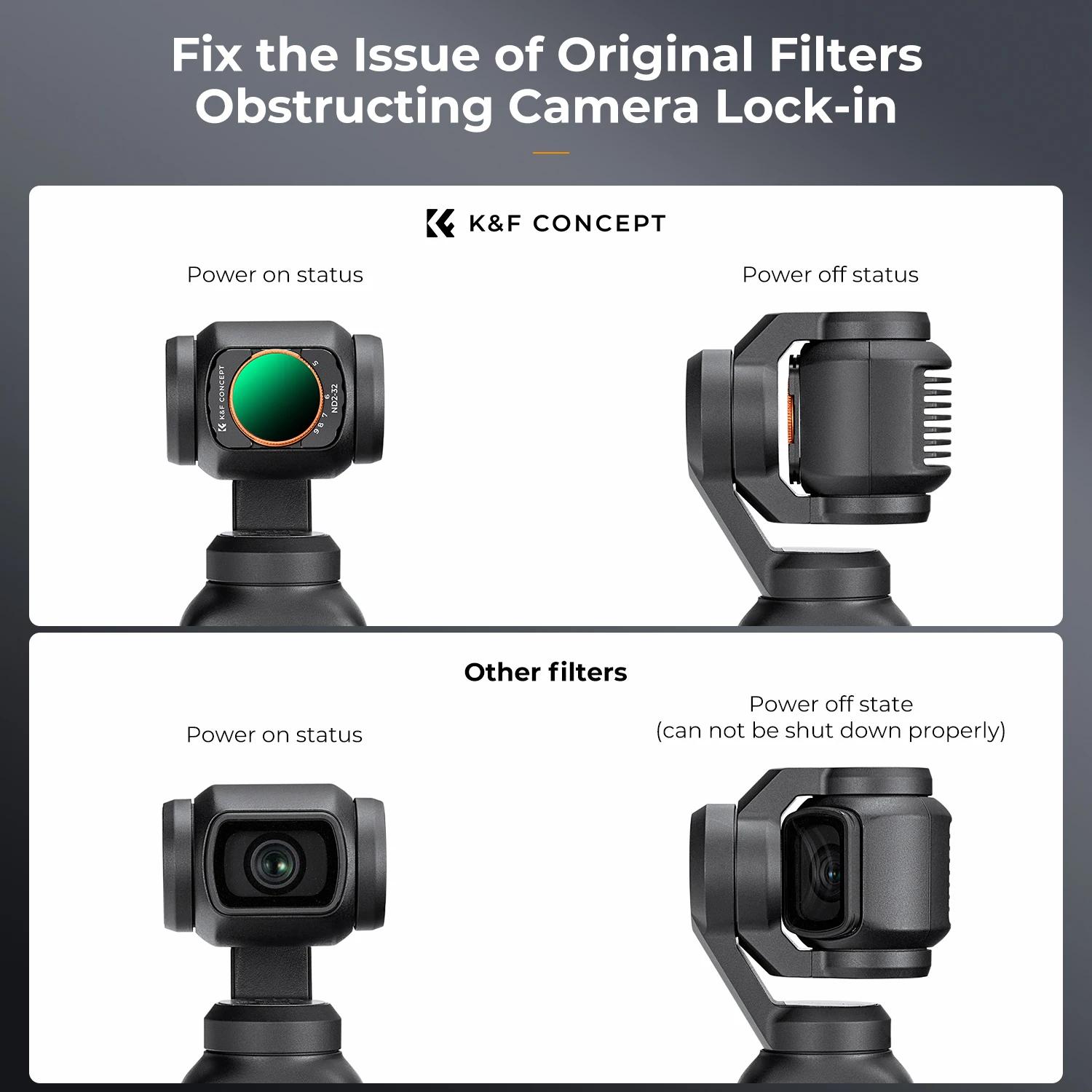 Filtres pour caméra sportive K&F CONCEPT pour DJI Osmo Pocket 3 UV CPL ND/PL Black Mist 1/4 ND2-32 N