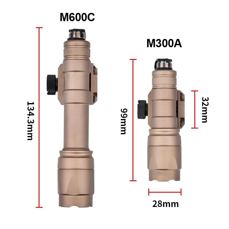 WADSN Airsoft Surefir M600C M600 M300 Lampe tactique de reconnaissance AR15 pour fusil, lampe torche