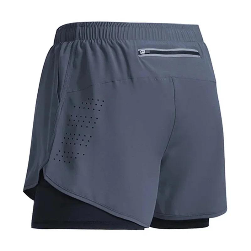 Short de course pour hommes séchage rapide Fitness ventiler Double couche Shorts hommes nouveau Spor