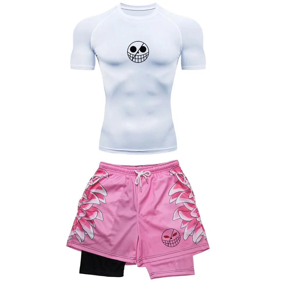 Survêtement course hommes imprimé Anime compression performance fitness sport