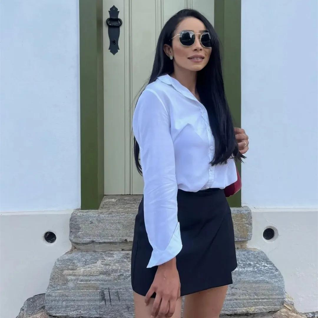 MUJER 2025 jupe-short asymétrique pour femmes noir taille haute Mini jupe Shorts femmes Bermuda déco