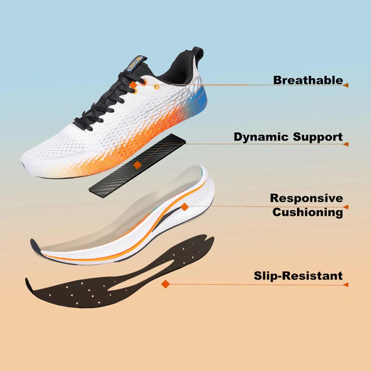 Chaussures de course hommes plaque carbone - Baskets sport amorti antidérapant respirant extérieur professionnel