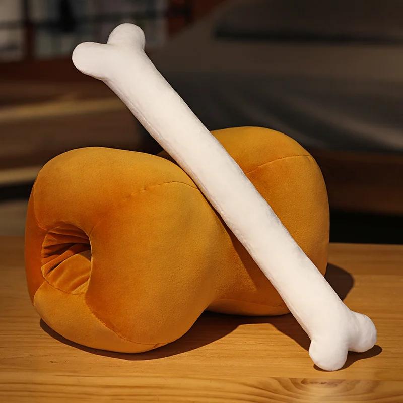 Oreiller à double usage en forme d'os de viande de dessin animé, 42cm, coussin chauffe-mains, oreill