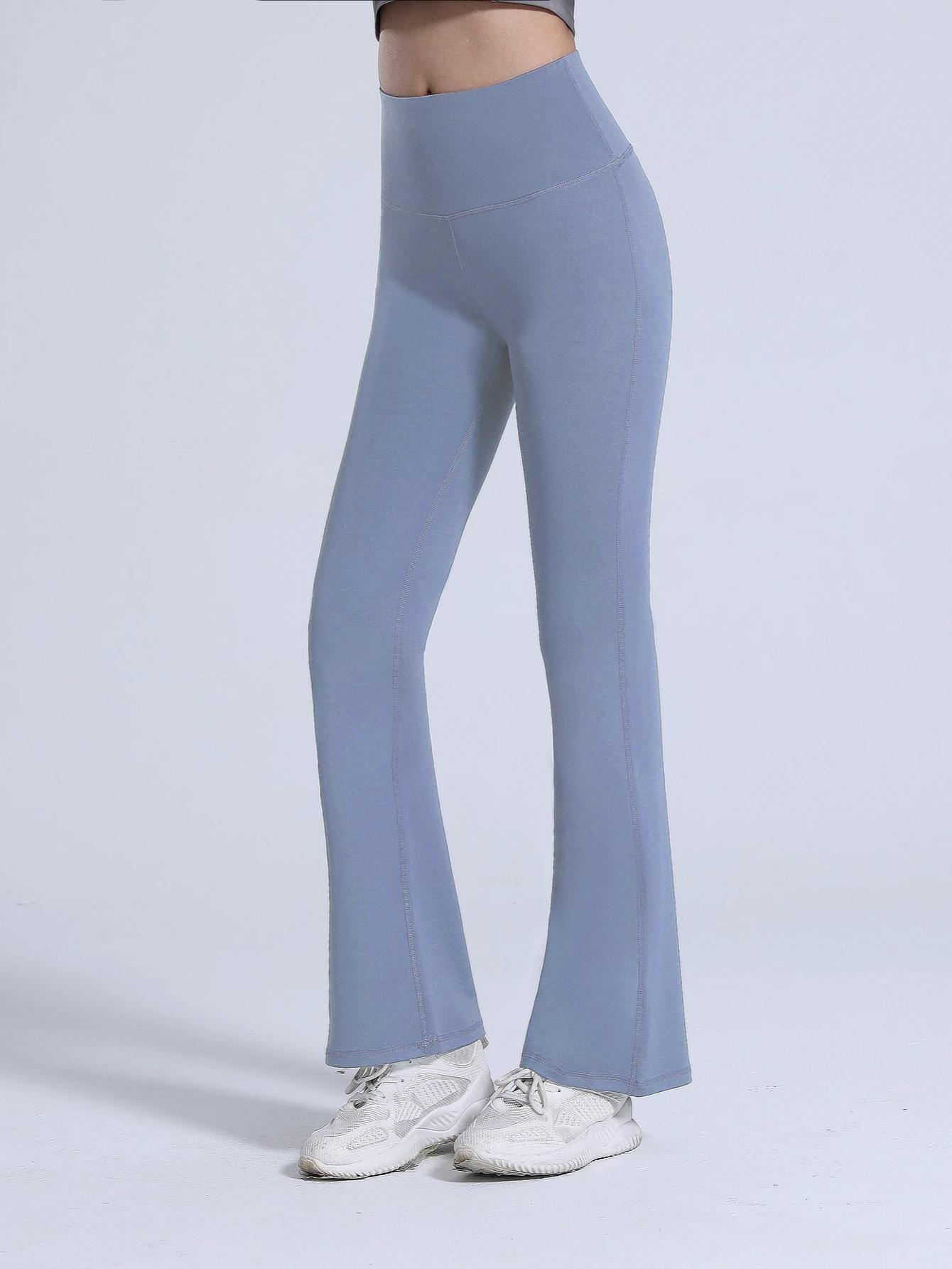 Pantalon de yoga taille haute à jambes larges pour femme, leggings de sport évasés, pantalon de cour