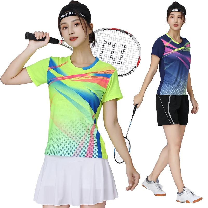 T-shirts Badminton femmes Tennis Table séchage rapide maille respirante entraînement Polyester manches courtes