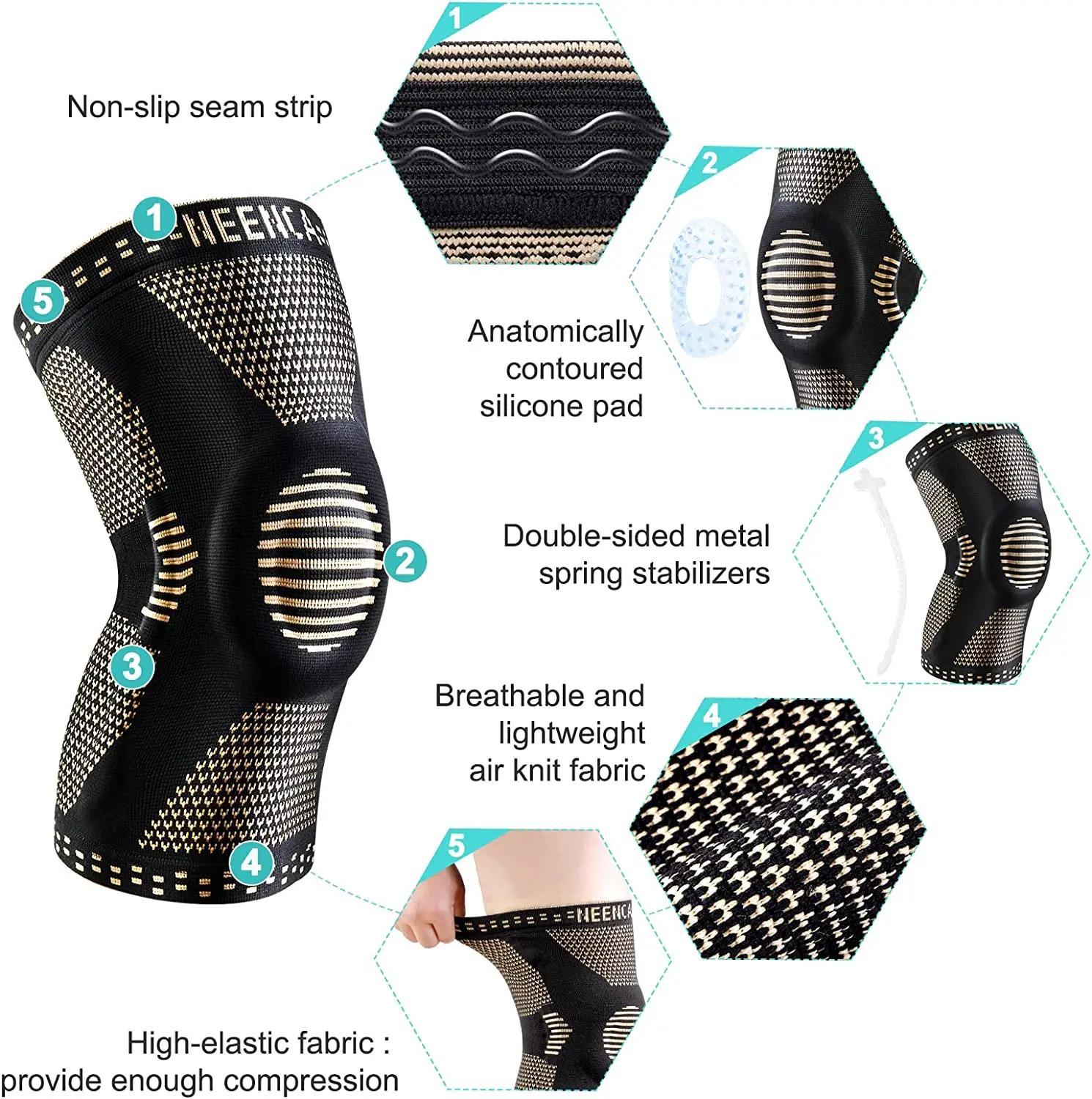 NEENCA – genouillère en cuivre avec coussinet de Gel pour la rotule et stabilisateurs latéraux pour