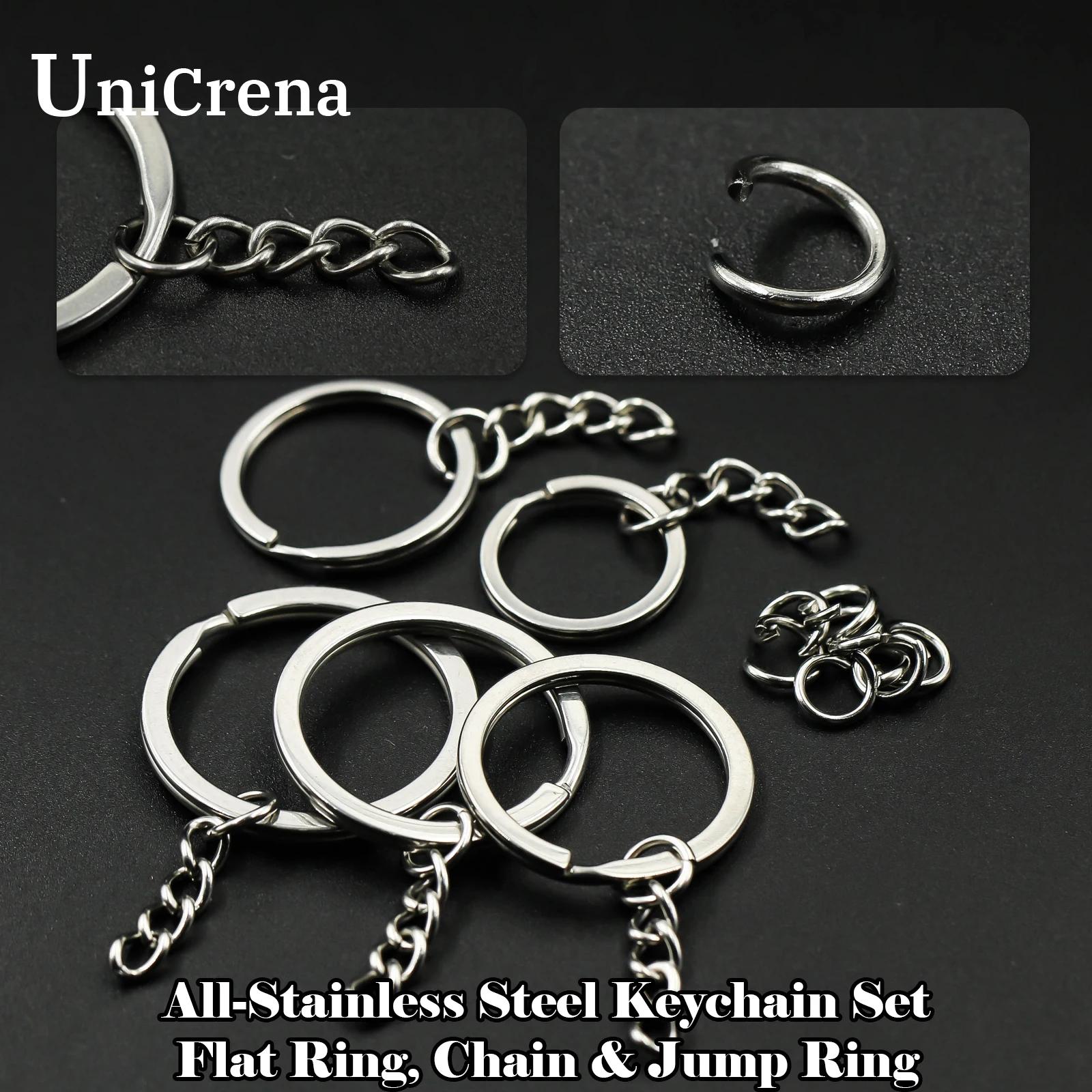 Unicrena Anneau à Bascule avec Chaîne Acier Inoxydable - Connecteur pour Porte-Clés, DIY Artisanat,