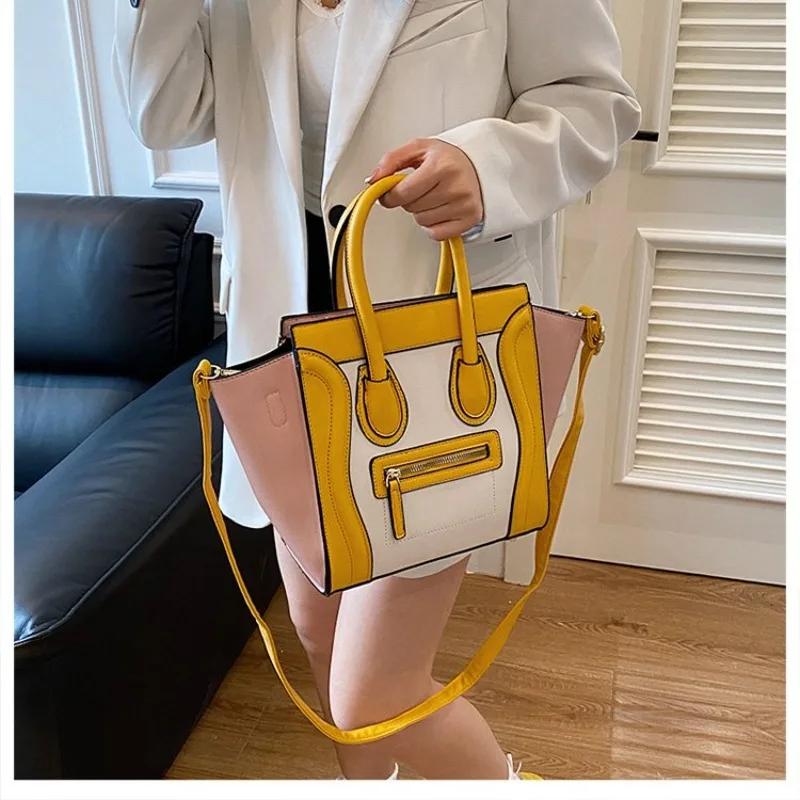 Sac fourre-tout rétro pour femme, motif litchi, grande capacité, polyvalent 3-en-1 (épaule/bandouliè