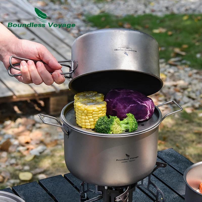 Batterie de cuisine de Camping en titane, Voyage sans limite, Kit de désordre, poêle et casseroles d