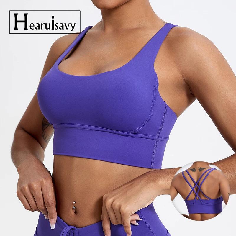 Soutien-gorge de sport Push up femme - Brassière d'entraînement antichoc dos croisé fitness yoga