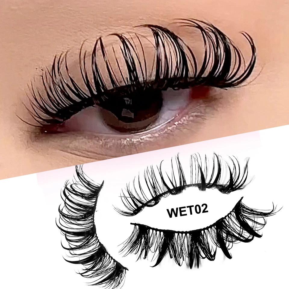Faux-cils à pointes pour maquillage, boucles D, bande russe, faux cils, cosplay naturel, bande compl