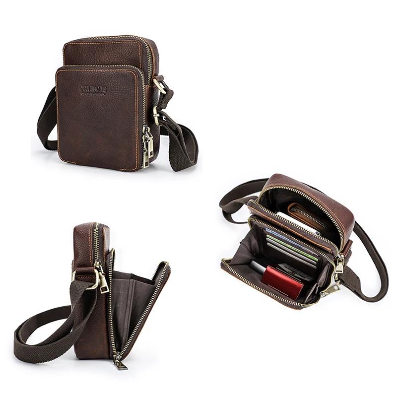 CONTACT'S – Mini sac à bandoulière en cuir véritable pour hommes, pochette pour téléphone, voyage dé