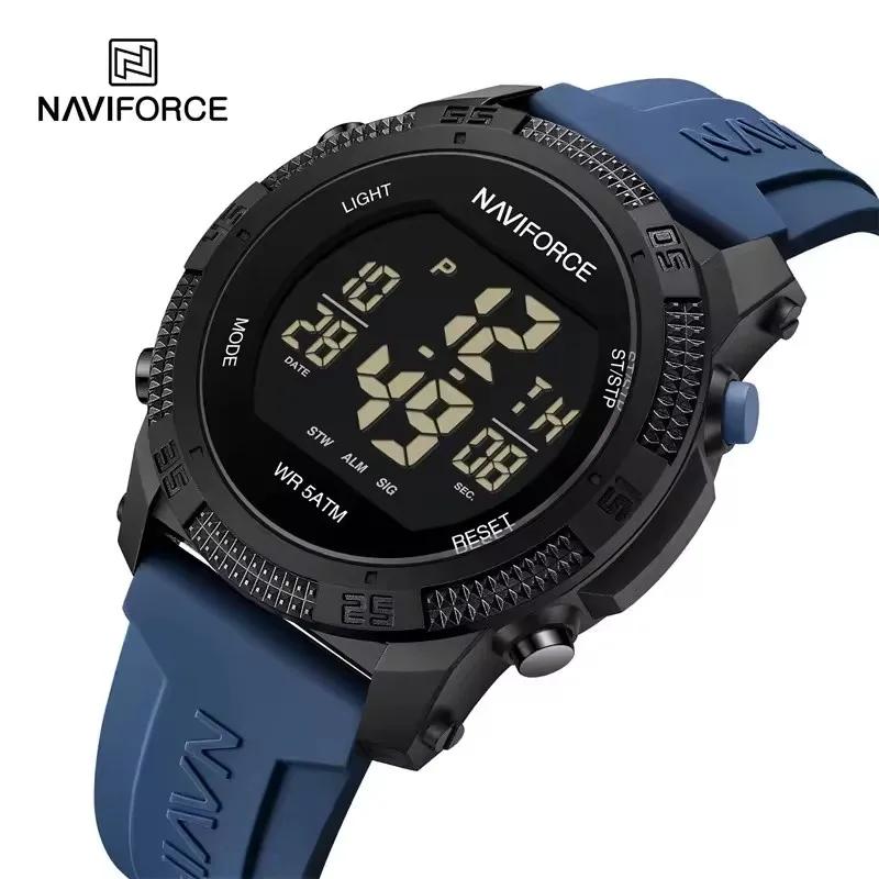NAVIFORCE 7104 sport hommes LCD numérique loisirs Date semaine réveil étanche bracelet en Silicone m