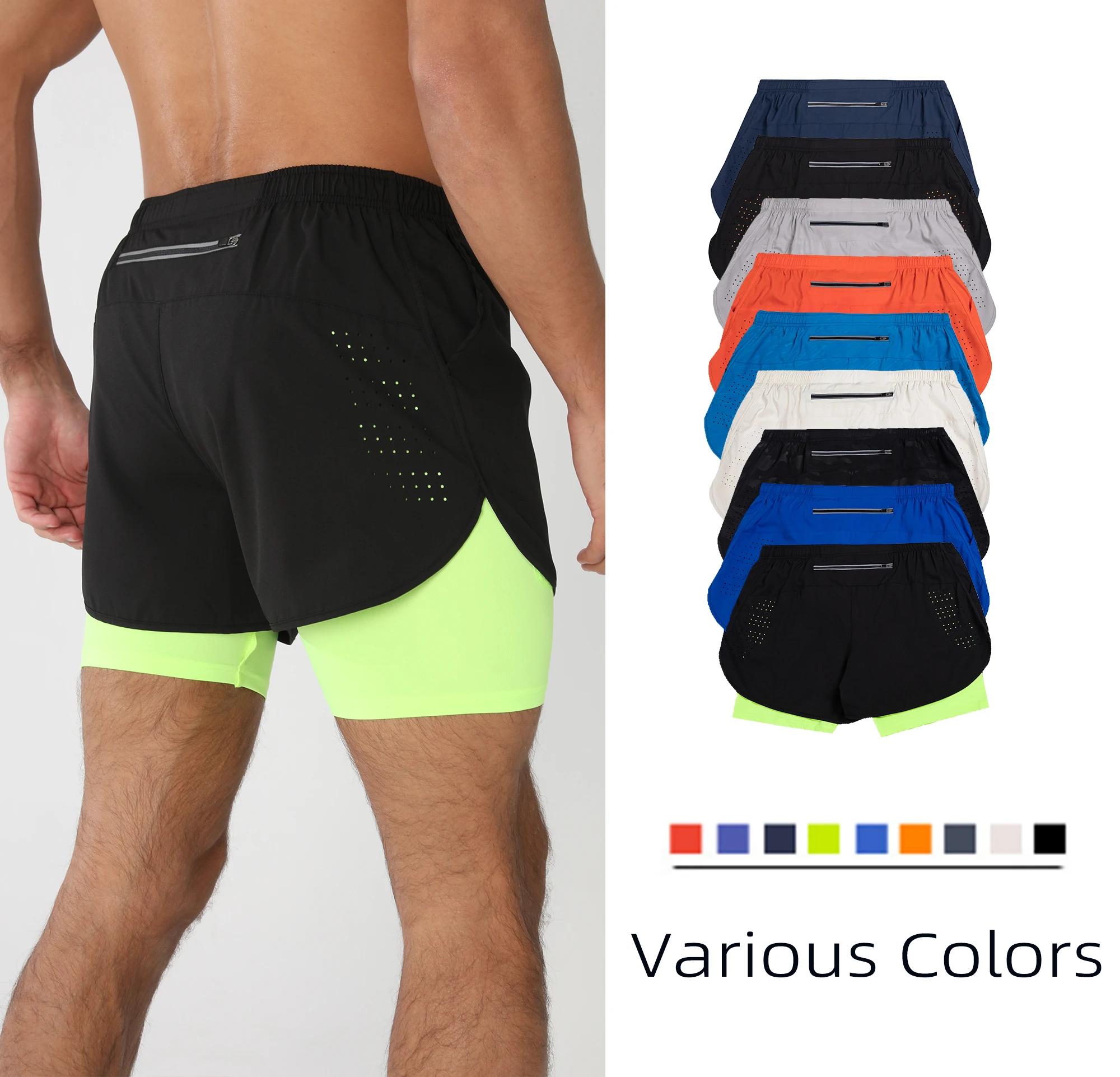 Short de course avec poches doublées pour homme, séchage rapide, léger, respirant, athlétique, sport