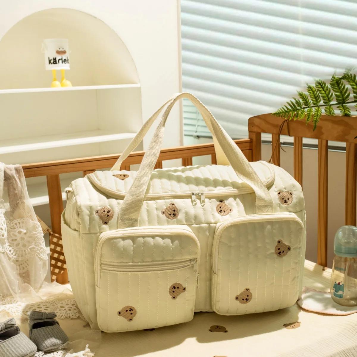 Sac à langer grande capacité pour femme, sac à bandoulière en coton pour bébé, sac de maternité pour