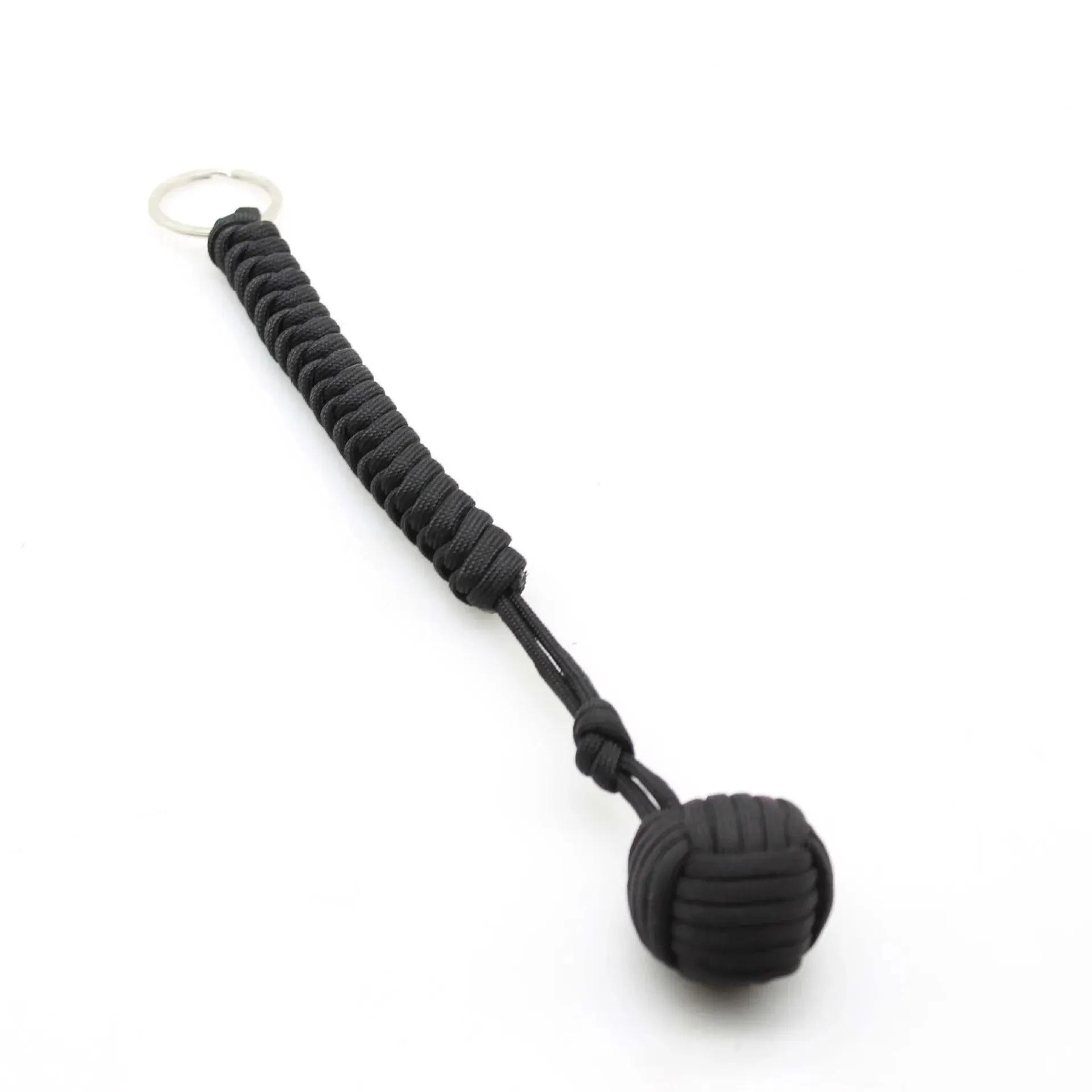 Poinçon de singe, boule en acier, lanière d'auto-défense, porte-clés de survie, fenêtre cassée, cord