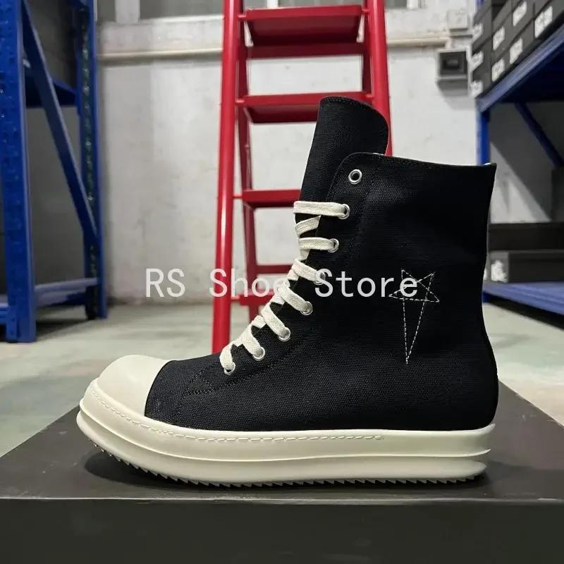 Ro Design classique botte en toile noire chaussure haute hommes chaussures décontractées de luxe fer