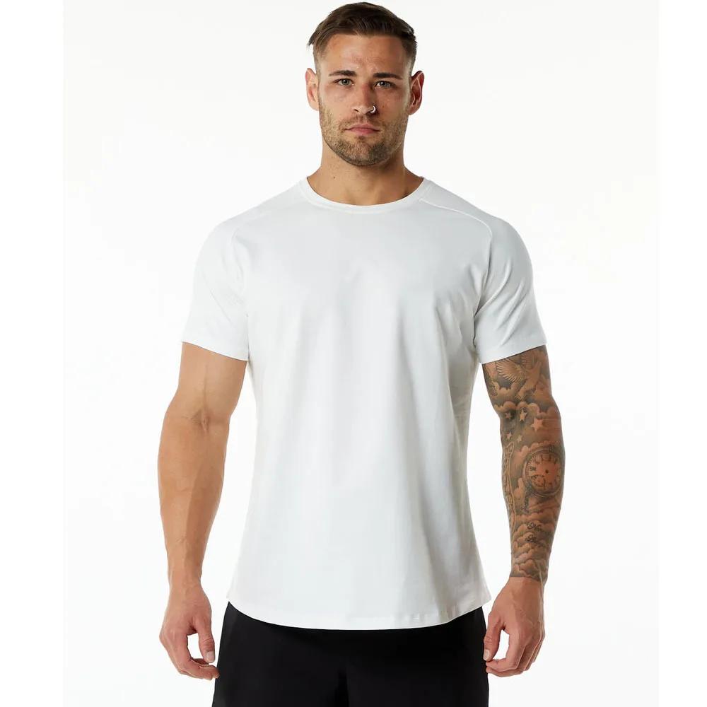 T-shirt en coton pour homme, couleur unie, qualité supérieure, manches courtes, pour le sport et le