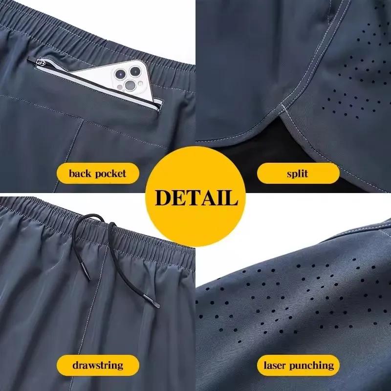 Short de course pour hommes, séchage rapide, Fitness, noir, Double couche, nouveau Sport, entraîneme