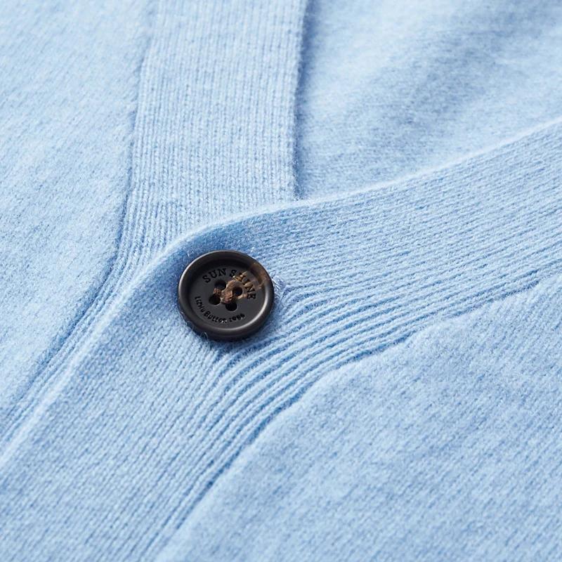Pull en laine pure pour hommes, cardigan basique, manteau à col en V, veste décontractée, haut de do