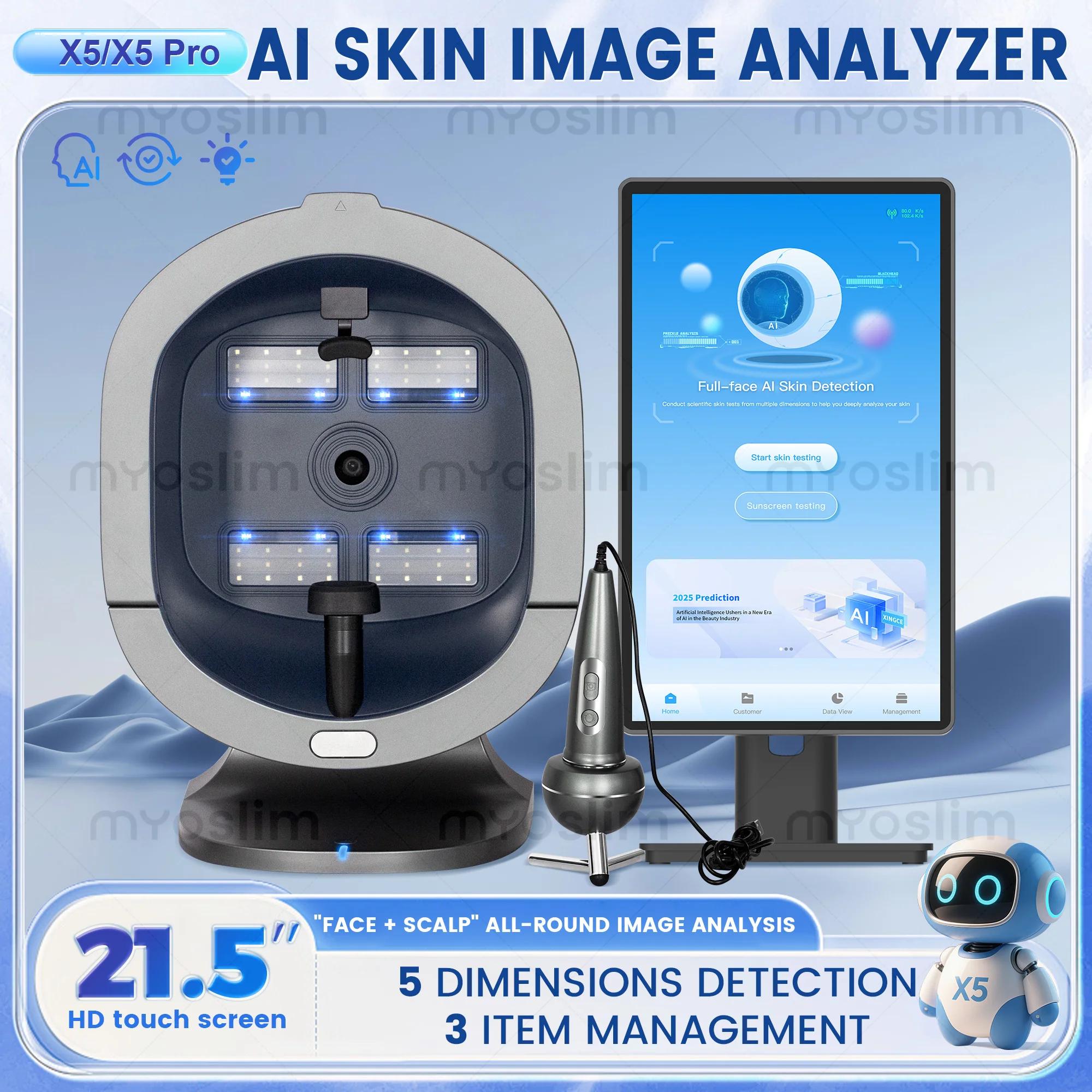 Analyseur d'image cutanée X5 3D AI, pixels haute définition améliorés, scan facial complet, détectio