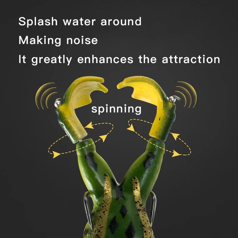 1pcTop leurres de pêche au bar d'eau grenouille souple Double hélices jambes appât d'eau douce pour