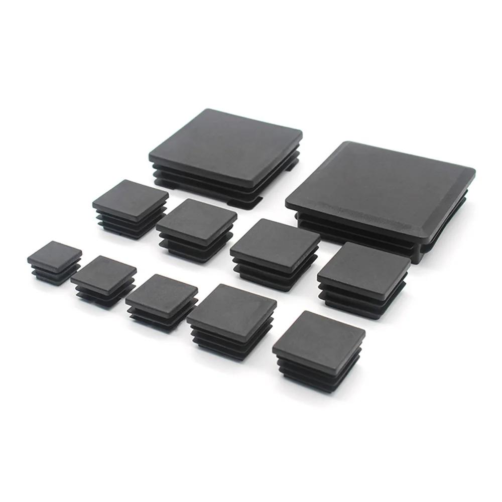 Embouts d'obturation carrés en plastique noir pour meubles, tube de jambe, inserts de tuyaux, boucho