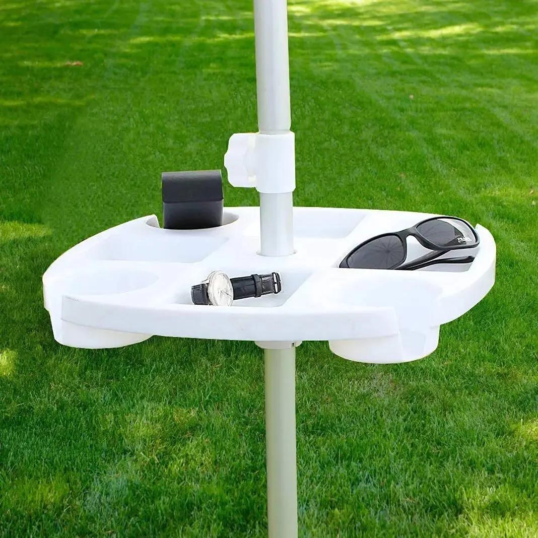 CYBeach Plateau parapluie parapluie, avec 4 porte-gobelets et 4 grilles de collation, adapté aux pla