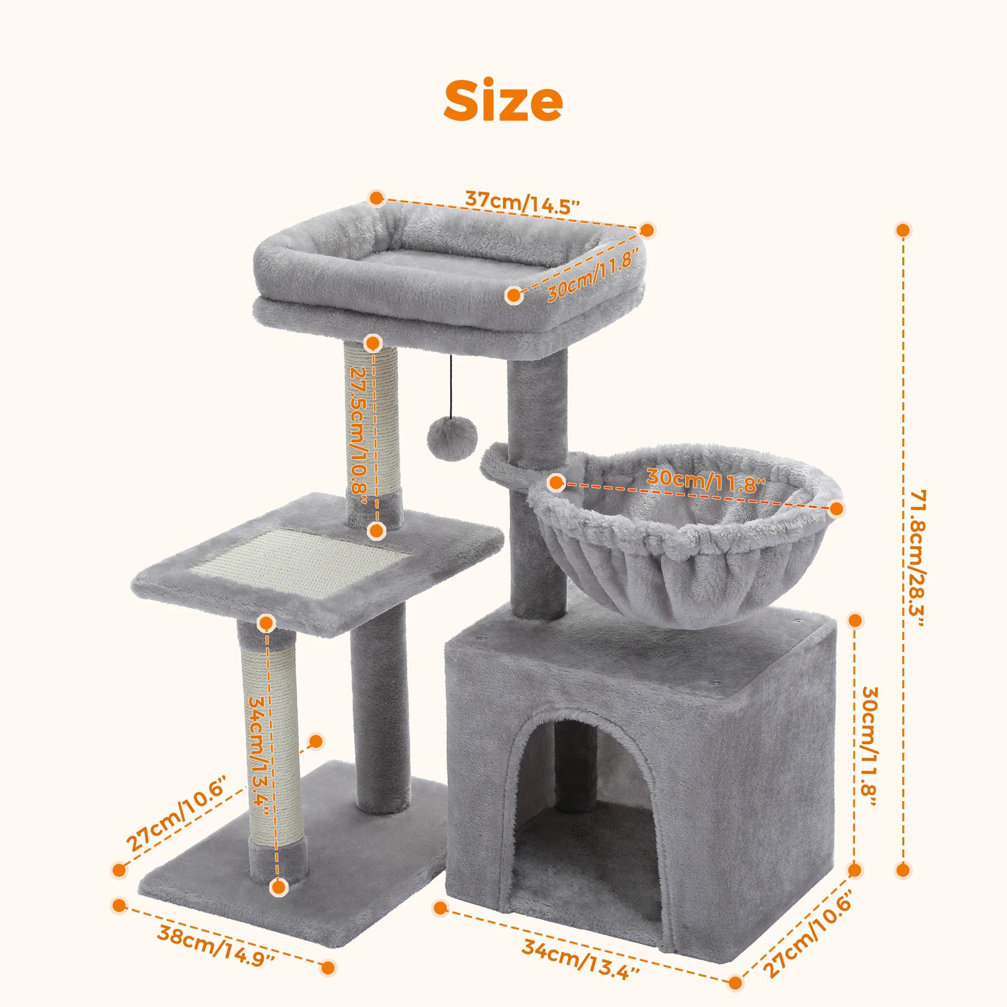 Arbre à chat Tour à chat pour chats d'intérieur Arbre d'activité pour chat 2 styles avec postes à gr