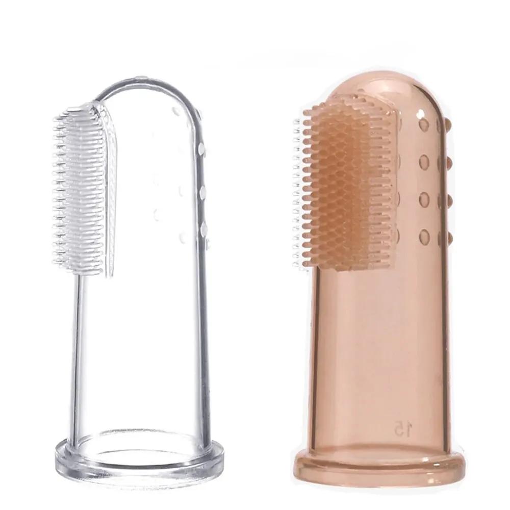 Couverture de doigt en silicone pour bébé, brosse à dents à feuilles caduques, brosse à dents d'entr