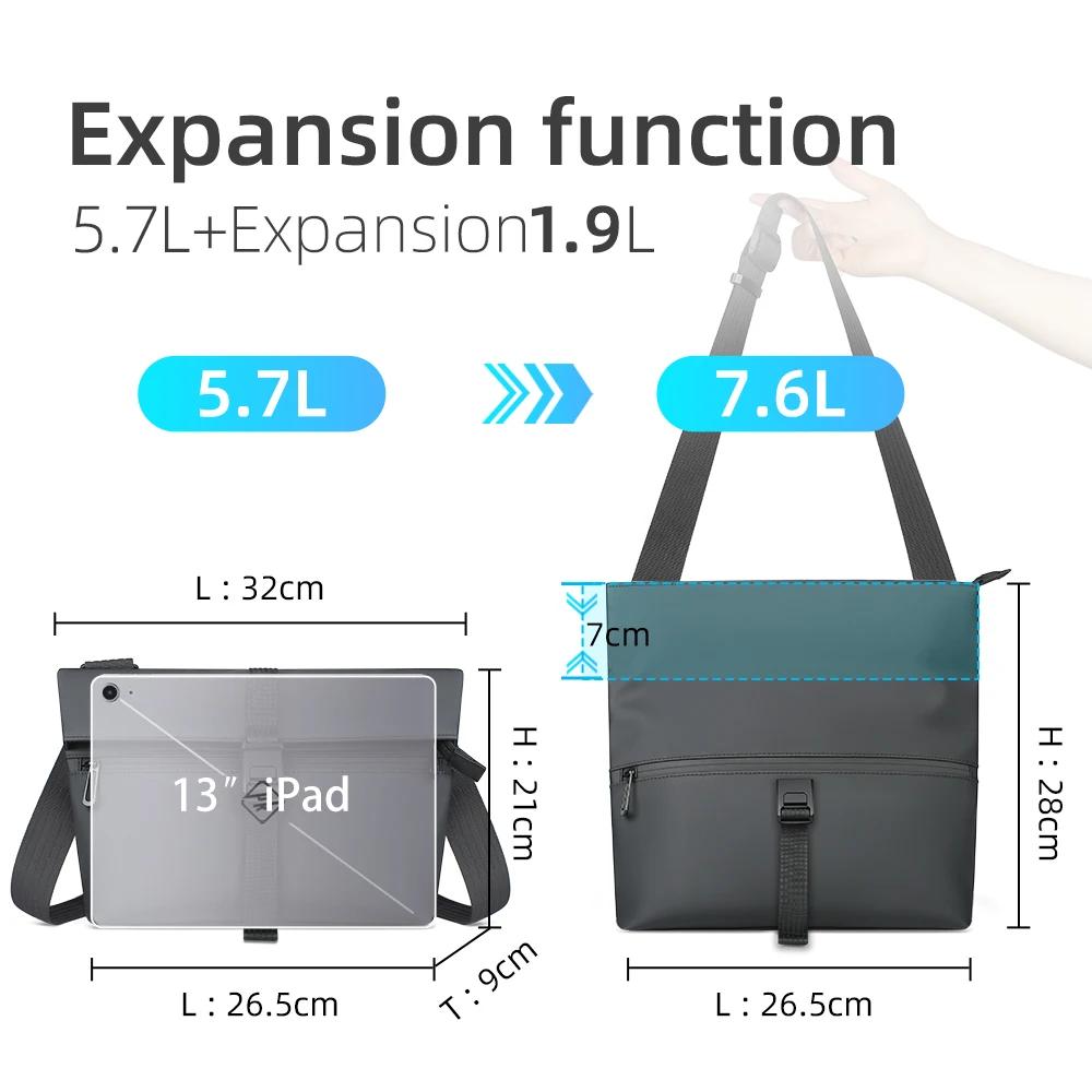 HcanKcan Sac à bandoulière imperméable pour hommes, sac à bandoulière pour ordinateur portable de 13