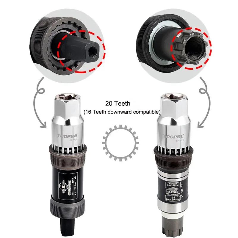 Extracteur de support inférieur de vélo, 20 dents, trou carré, clé de réparation de cannelure, clé d
