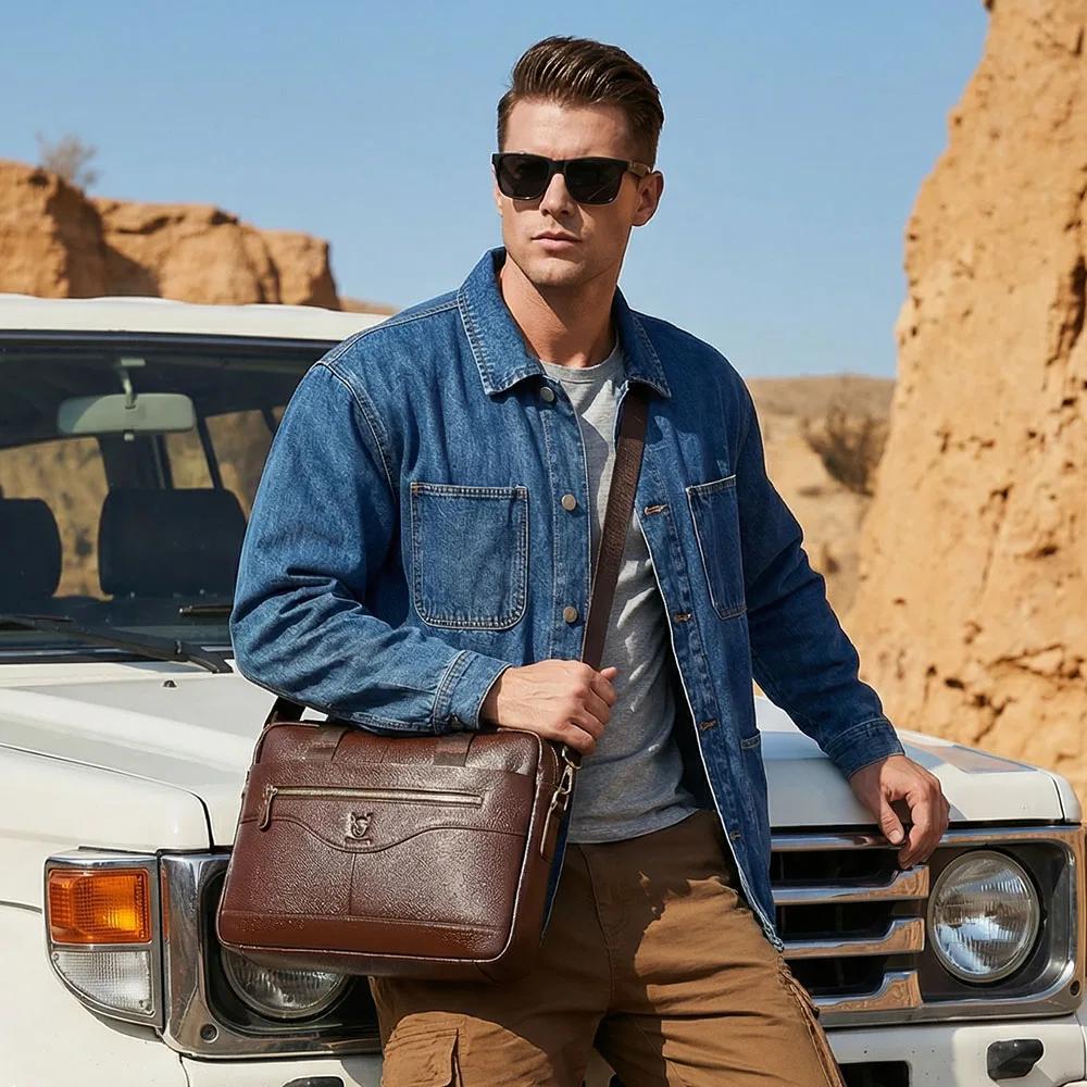 BULLCAPTAIN-Sac à Main en Cuir group pour Homme, Sacoche pour Bombes, Ordinateur Portable de 14 Pouc