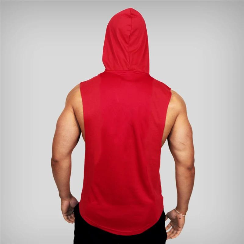 Hommes musculation sans manches chemises à capuche été respirant lâche coton Hip Hop débardeurs gymn