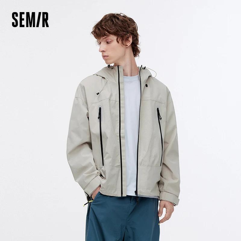Semir veste hommes Sport de plein air ample à capuche Patchwork maille 2025 automne haut texturé vêt