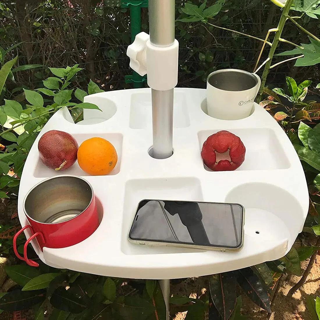 CYBeach Plateau parapluie parapluie, avec 4 porte-gobelets et 4 grilles de collation, adapté aux pla