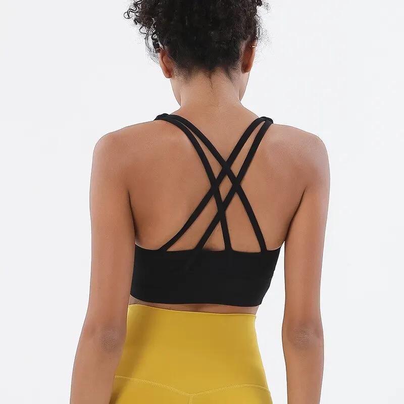 Soutien-gorge nylon respirant femme sport - Haut sexy yoga fitness course sous-vêtements athlétiques
