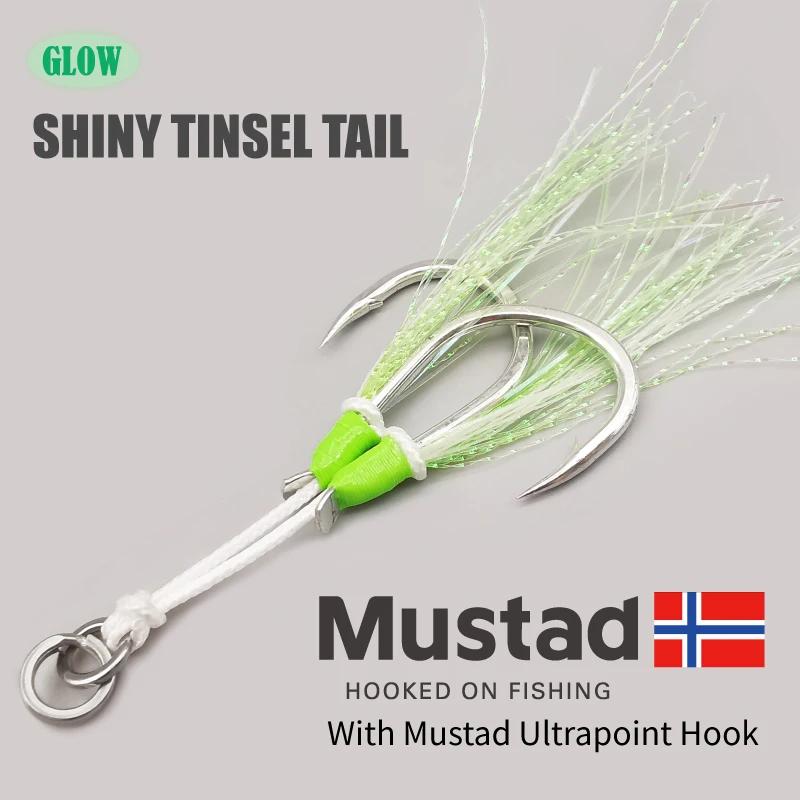 1-SJ – double assistance à gabarits lent avec crochets Mustad, hameçons de gabarits lumineux, hameço