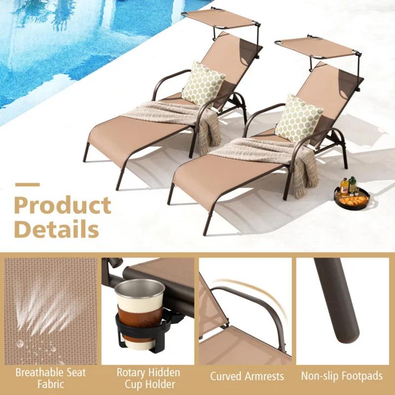 Chaise longue réglable à 5 niveaux, rembourrage